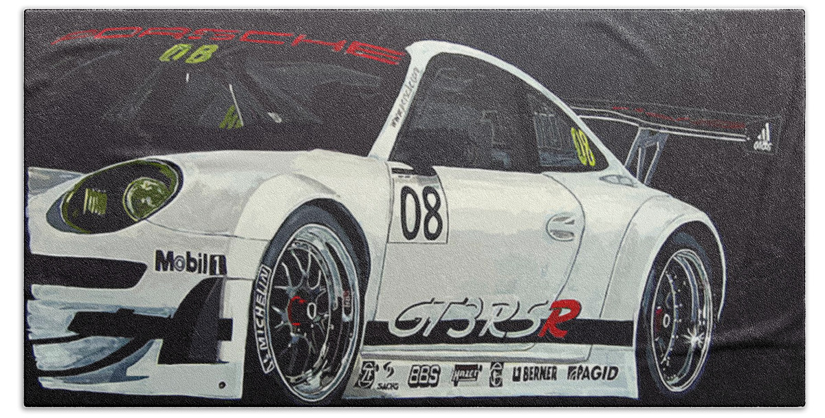 Car Beach Sheet featuring the painting Porsche GT3 RSR by Richard Le Page