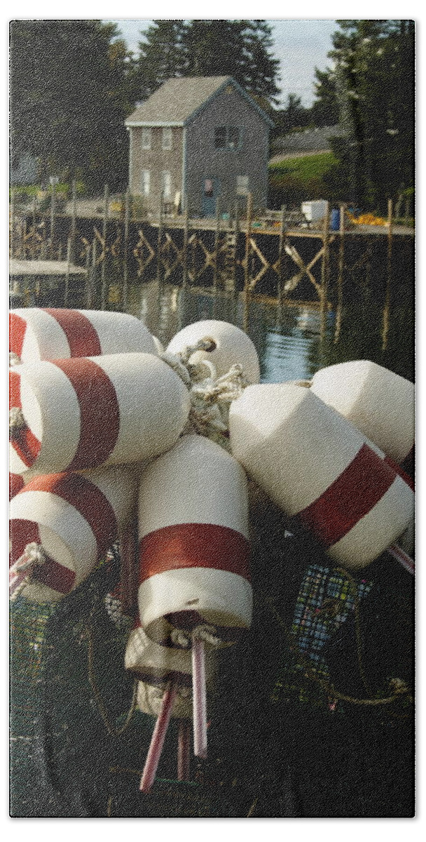 Seascape Beach Towel featuring the photograph Port Clyde Maine Bouys by Doug Mills