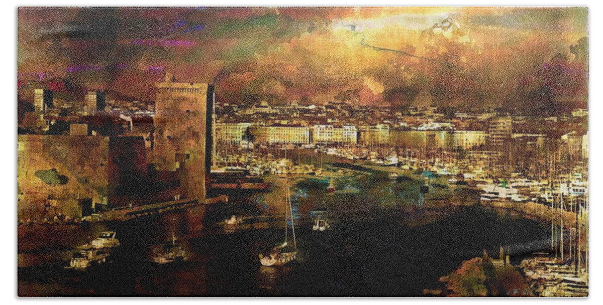 In Marseille Beach Sheet featuring the photograph The old port of Marseille #2 by Jean Francois Gil