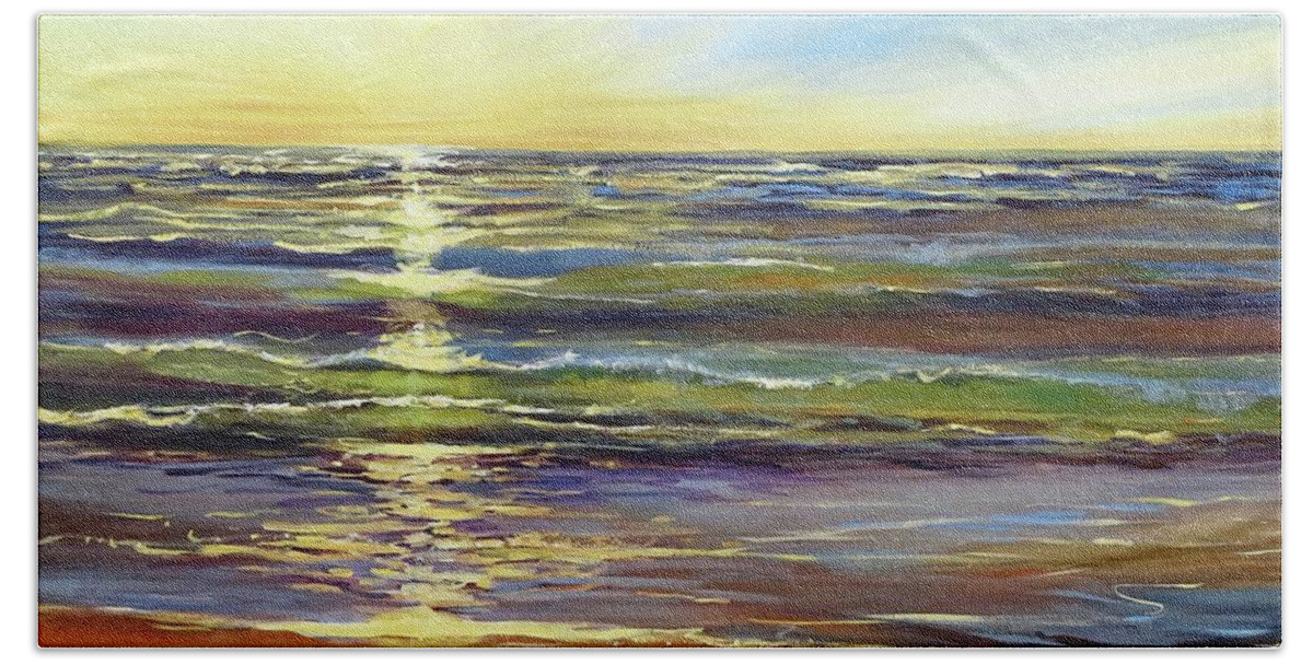 Lake Michigan Beach Sheet featuring the painting Port Sheldon by Sandra Strohschein