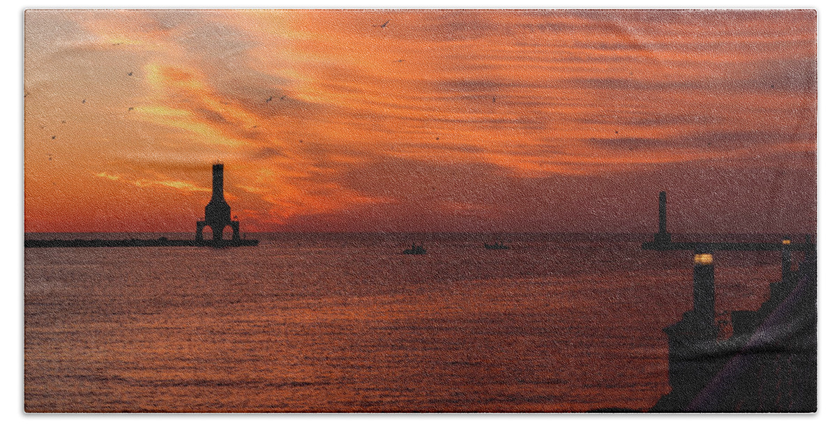 Sunrise Beach Sheet featuring the photograph Port Washington Marina Sunrise by James Meyer