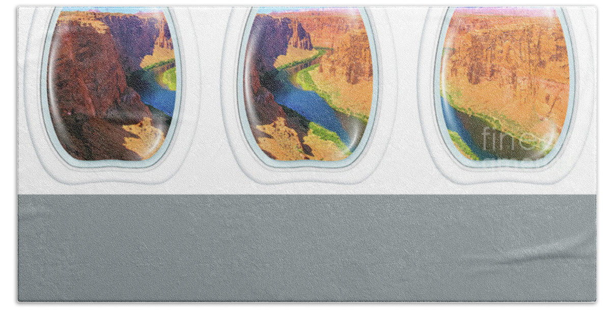 Grand Canyon Beach Towel featuring the photograph Porthole windows on Lake Powell by Benny Marty
