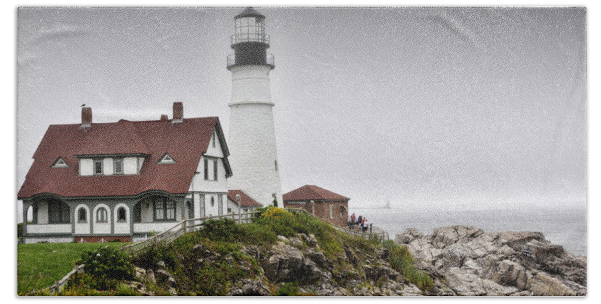 portland Head Lighthouse Beach Towel featuring the photograph Portland Head Light - Maine by Brendan Reals