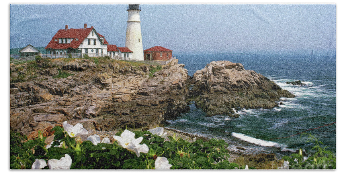 Lighthouse Beach Towel featuring the photograph Portland Head Lighthouse by Kevin Shields