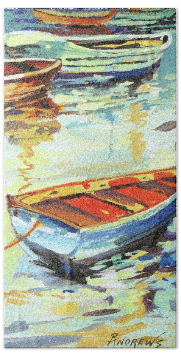 Boats Beach Sheet featuring the painting Portofino Passage by Rae Andrews