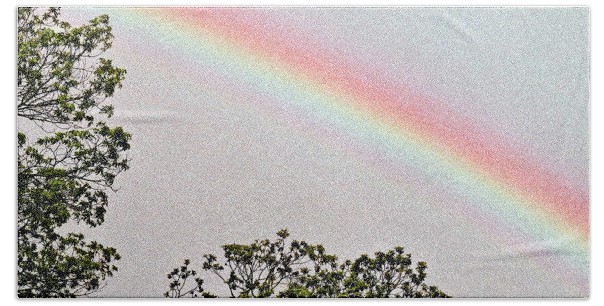 Rainbows Beach Towel featuring the digital art Portrait Of A Rainbow by Jan Gelders