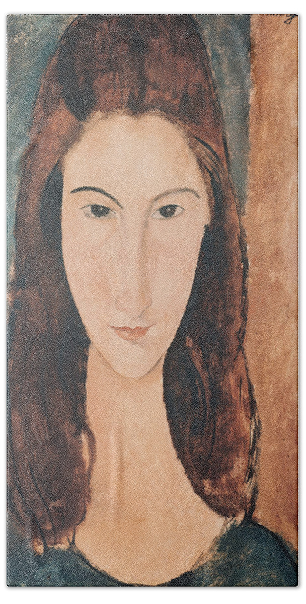 Portrait Beach Towel featuring the painting Portrait of a Young Girl by Amedeo Modigliani