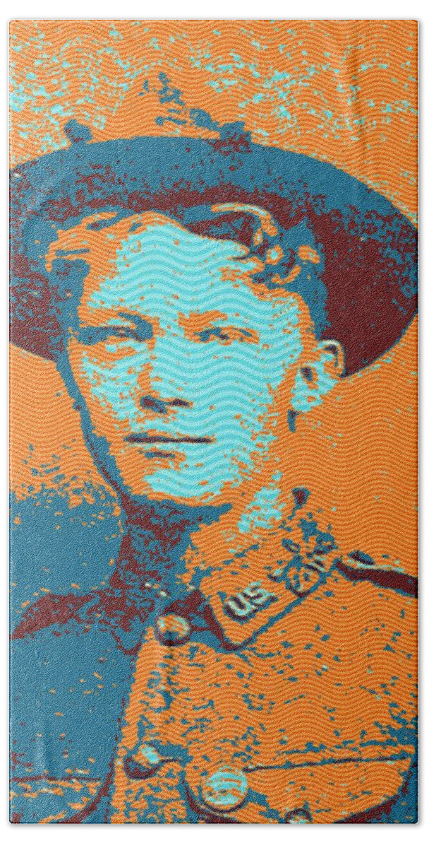 Man Beach Towel featuring the painting Portrait of a Young WWI Soldier 4 by Celestial Images