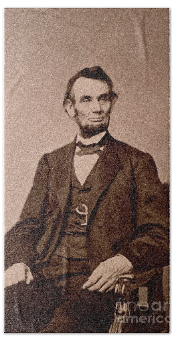 Portrait Of Abraham Lincoln Beach Sheet featuring the photograph Portrait of Abraham Lincoln by Mathew Brady