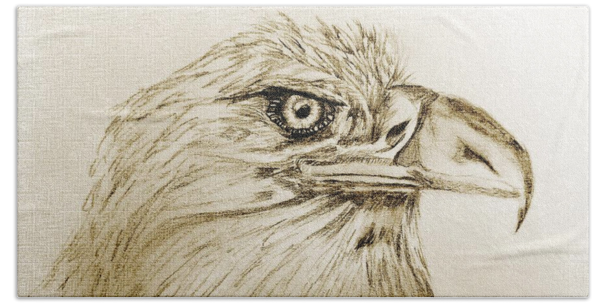 Portrait Of An Eagle Beach Sheet featuring the drawing Portrait of an Eagle by Maria Urso