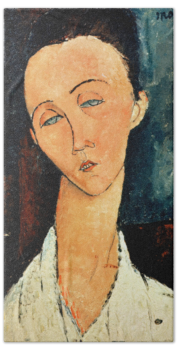 Portrait Beach Towel featuring the painting Portrait of Lunia Czechowska by Amedeo Modigliani