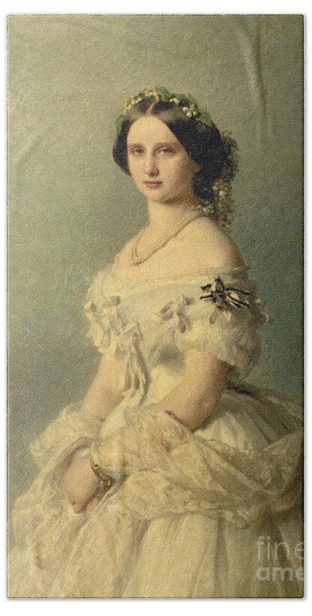 Portrait Beach Towel featuring the painting Portrait of Princess of Baden by Franz Xaver Winterhalter