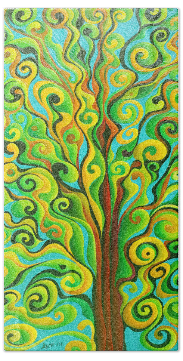Tree Beach Towel featuring the painting Positronic Spirit Tree by Amy Ferrari
