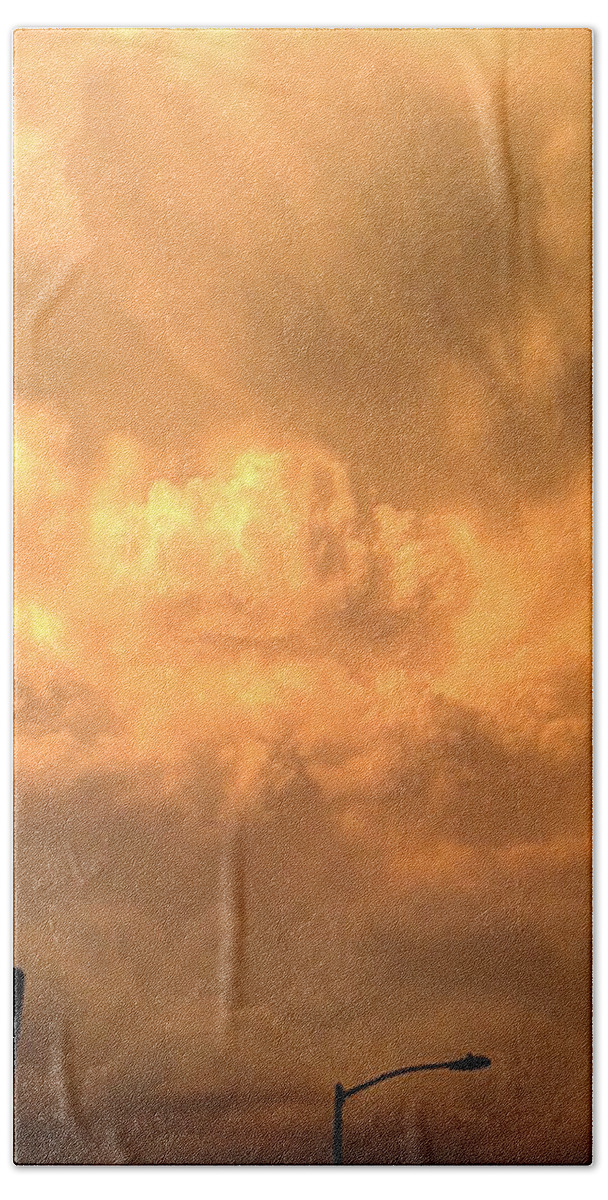 Nature Beach Towel featuring the photograph Sign Post Ahead - Storm Clouds by Daniel Larsen