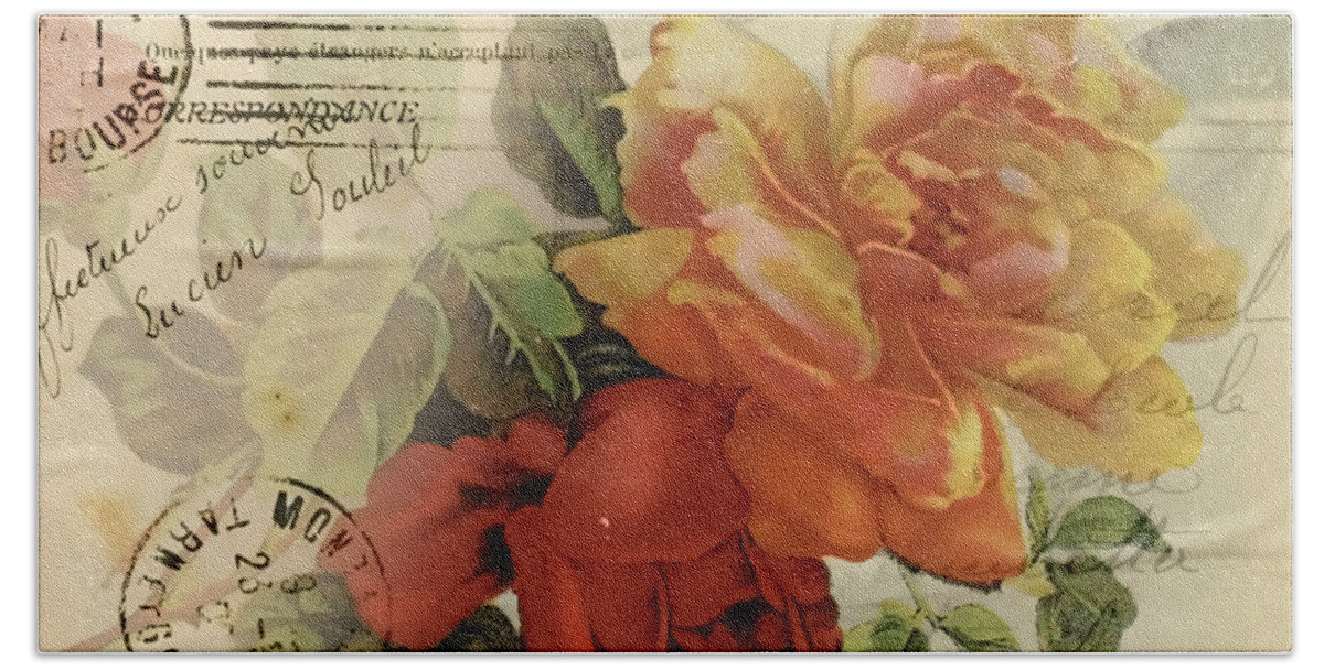 Vintage Flower Beach Sheet featuring the digital art Postal by Kim Kent