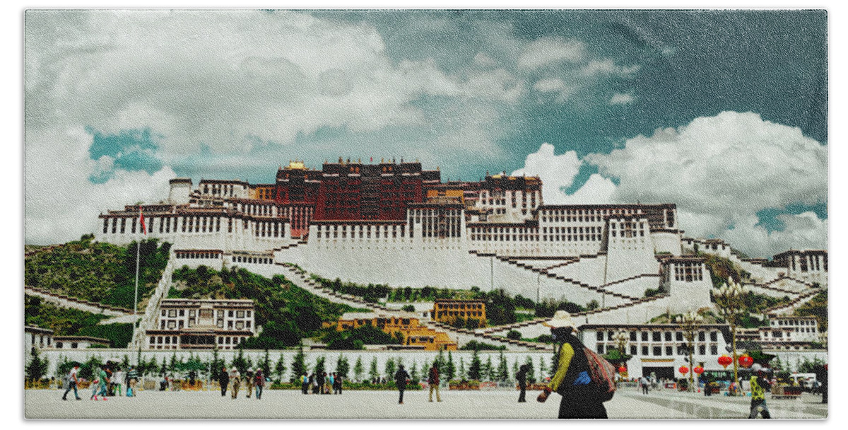 Tibet Beach Towel featuring the photograph Potala Palace. Lhasa, Tibet. Yantra.lv by Raimond Klavins