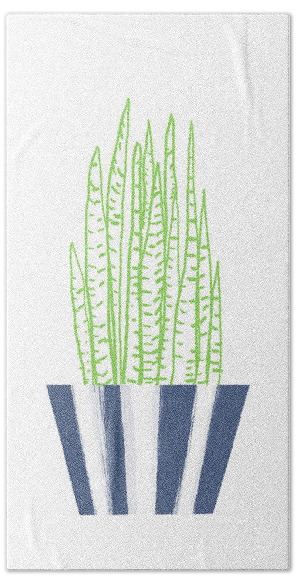 Plant Beach Towel featuring the mixed media Potted Succulent 3- Art by Linda Woods by Linda Woods