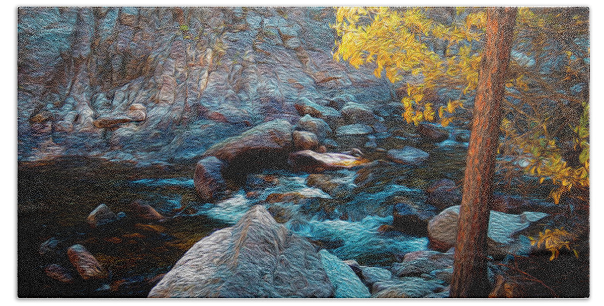 Artwork Beach Towel featuring the painting Poudre Dream by Michael Gross