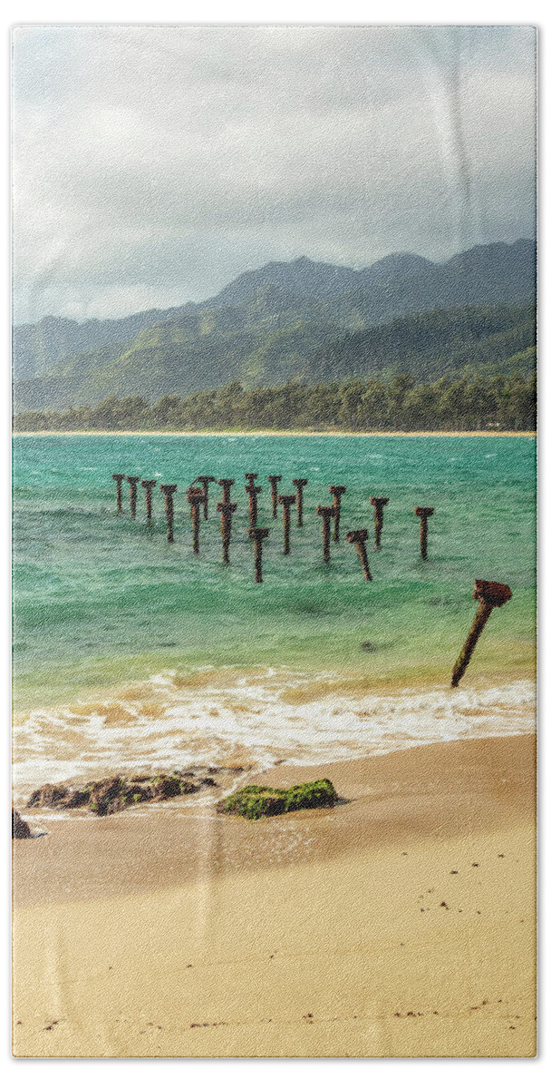 Aqua Beach Towel featuring the photograph Pounders Beach 7 by Leigh Anne Meeks