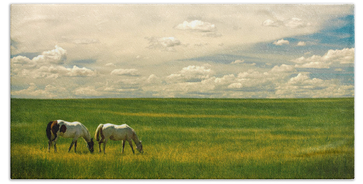 Horses Beach Towel featuring the photograph Prairie Horses by Todd Klassy