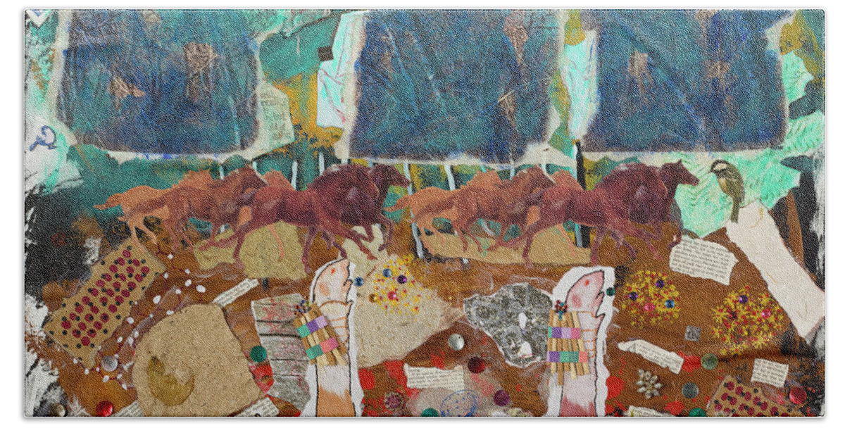 Rat Beach Sheet featuring the mixed media Preparing For Winter by Dawn Boswell Burke