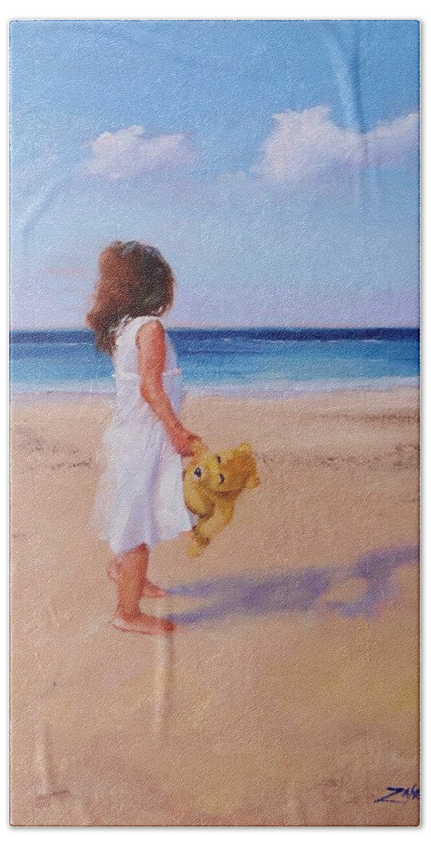 Laura Zanghetti Beach Towel featuring the painting Precious Moment by Laura Lee Zanghetti
