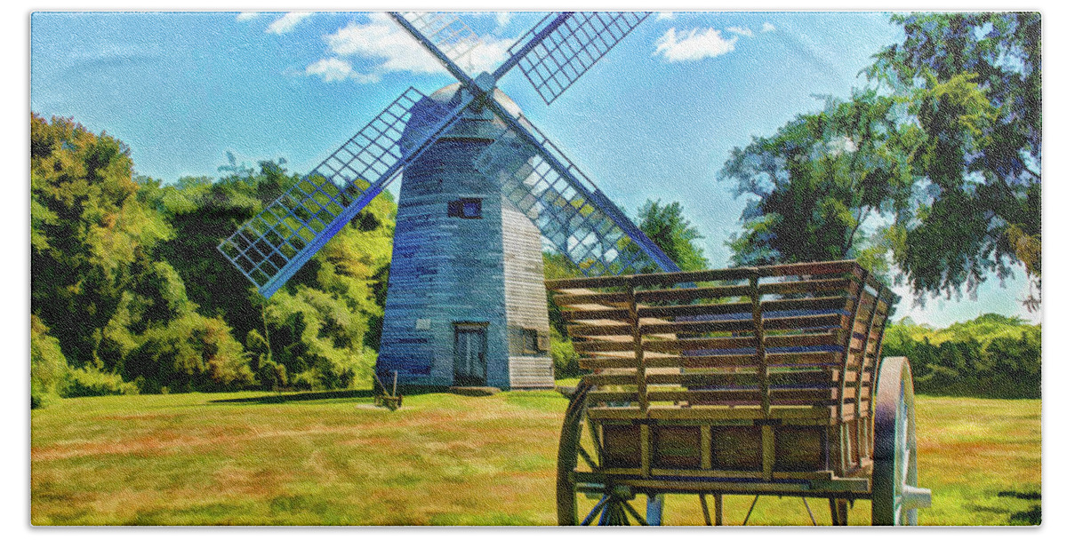 New England Beach Towel featuring the photograph Prescott Farm Windmill by David Thompsen