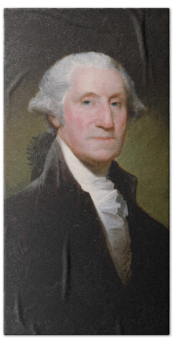 George Washington Beach Towel featuring the painting President George Washington by War Is Hell Store