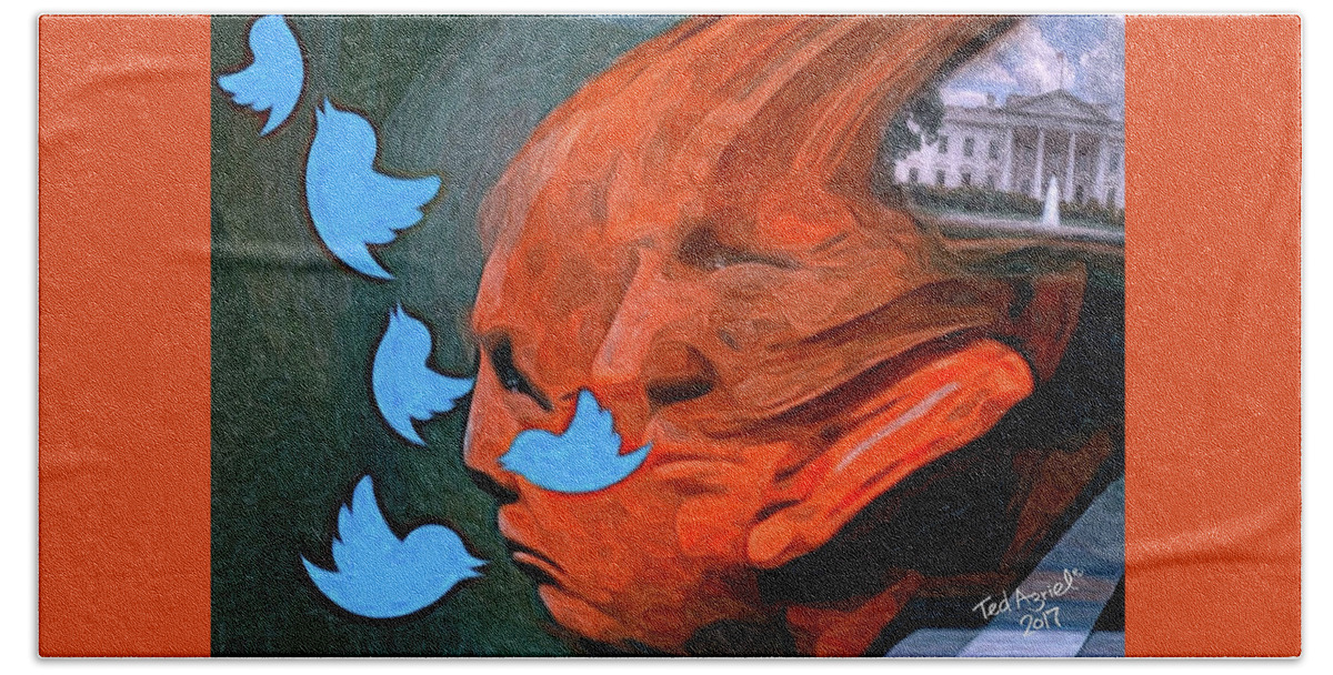 Painting Beach Sheet featuring the digital art President of Twitter by Ted Azriel