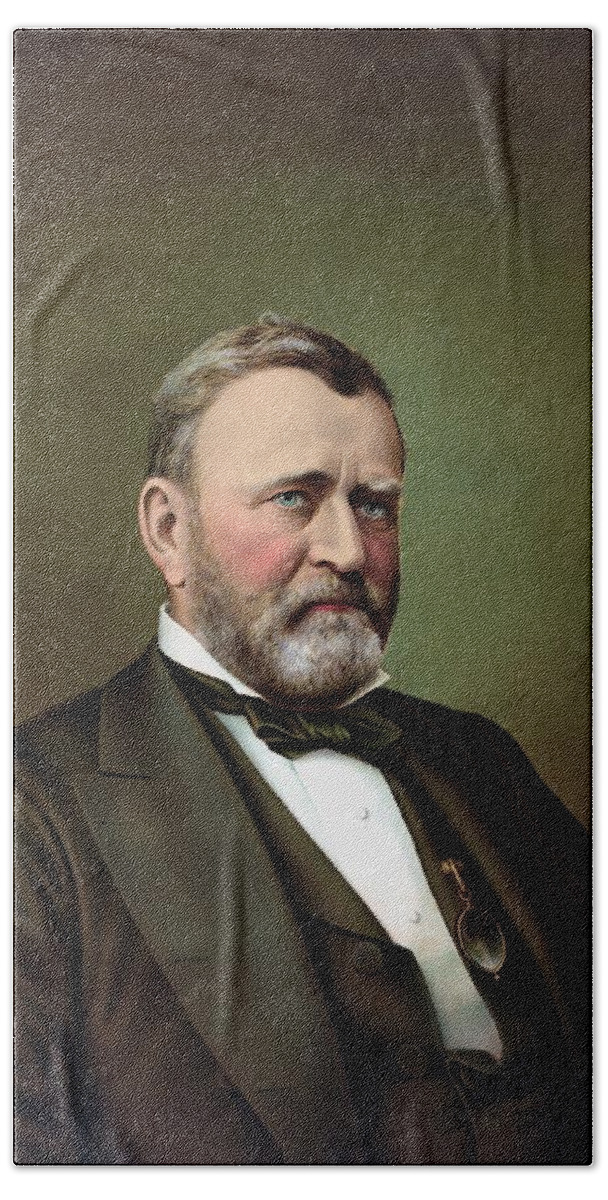President Grant Beach Towel featuring the painting President Ulysses S Grant Portrait by War Is Hell Store