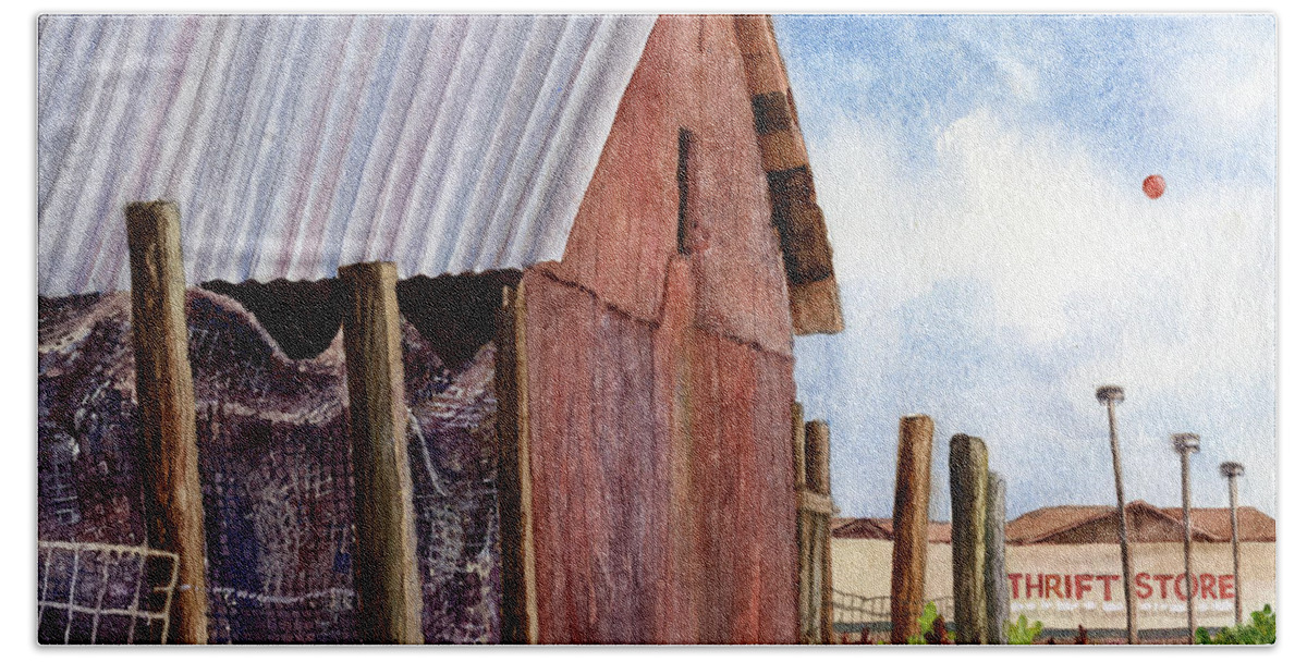 Old Barn Painting Beach Towel featuring the painting Progression by Anne Gifford
