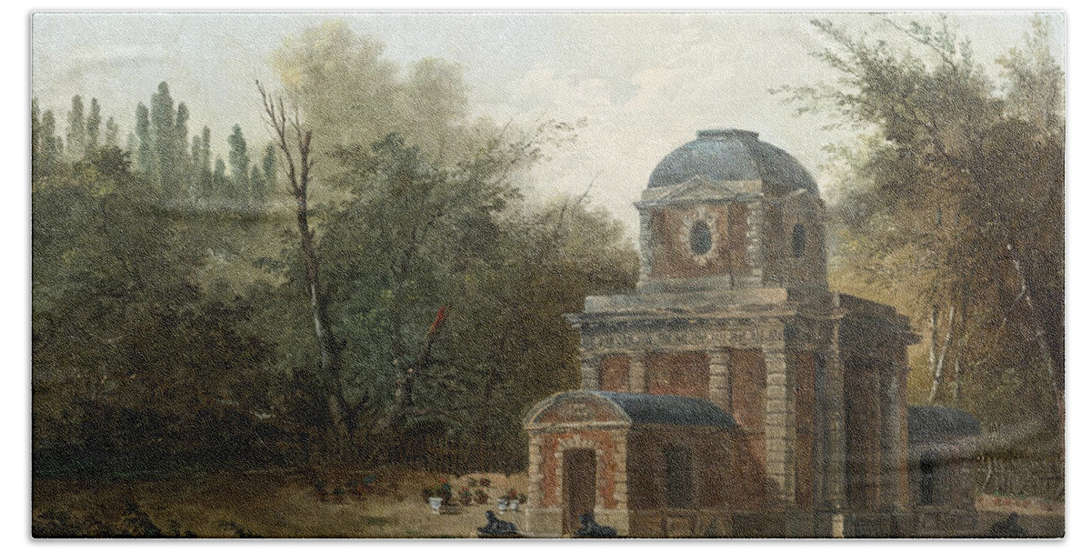 Hubert Robert Beach Towel featuring the painting Project for the Pavillon de Cleves of Maupertuis by Hubert Robert