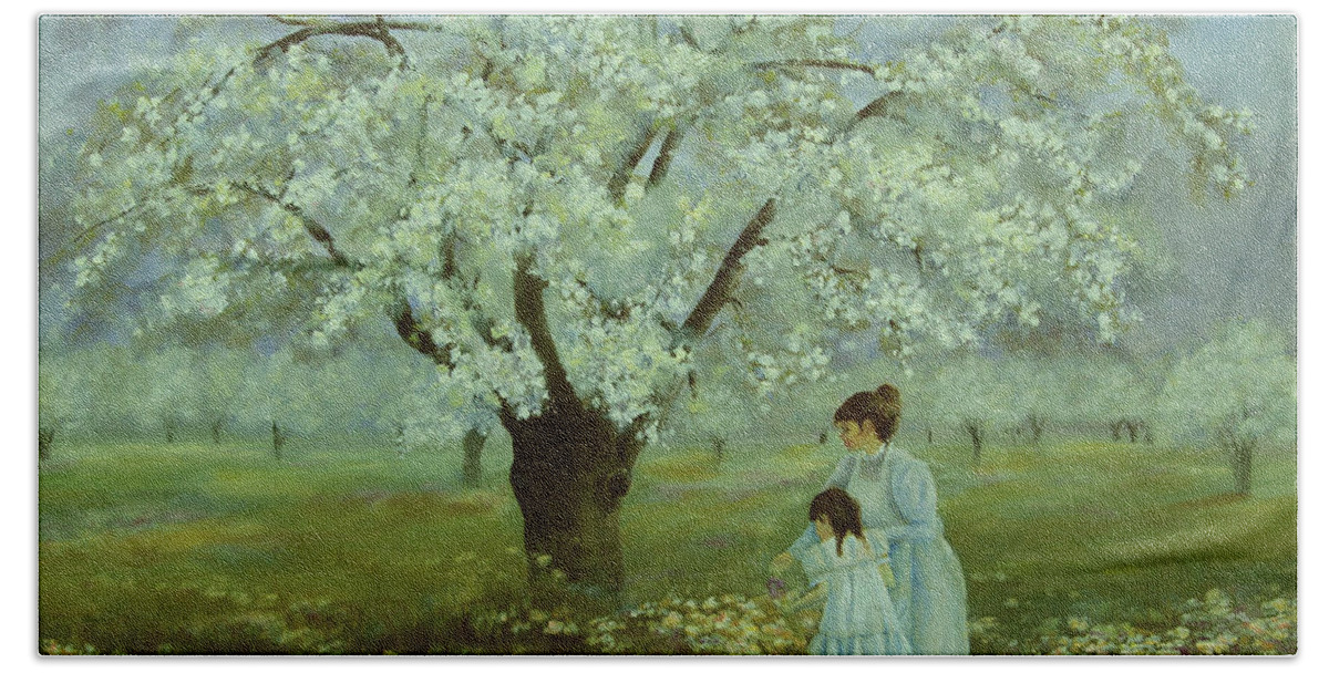 Spring Beach Towel featuring the painting Promise of Spring by Jeanette French