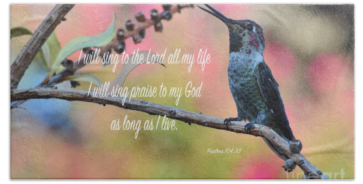 Hummingbird Beach Towel featuring the photograph Psalm one hundred four thirty three by Debby Pueschel