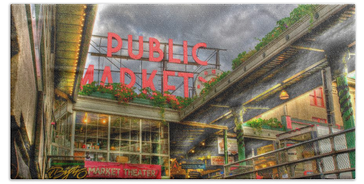 Seattle Beach Towel featuring the photograph Public Market by Dillon Kalkhurst