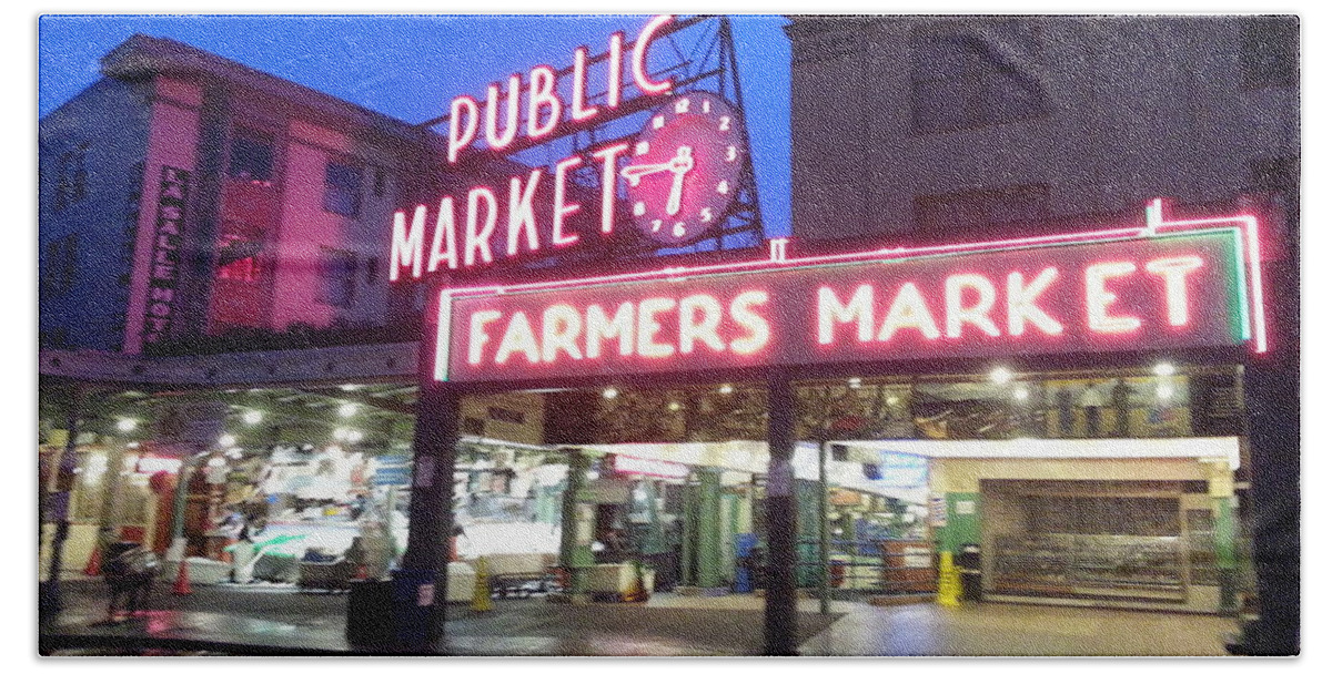 Public Market Beach Towel featuring the photograph Public Market, Seattle by FD Graham