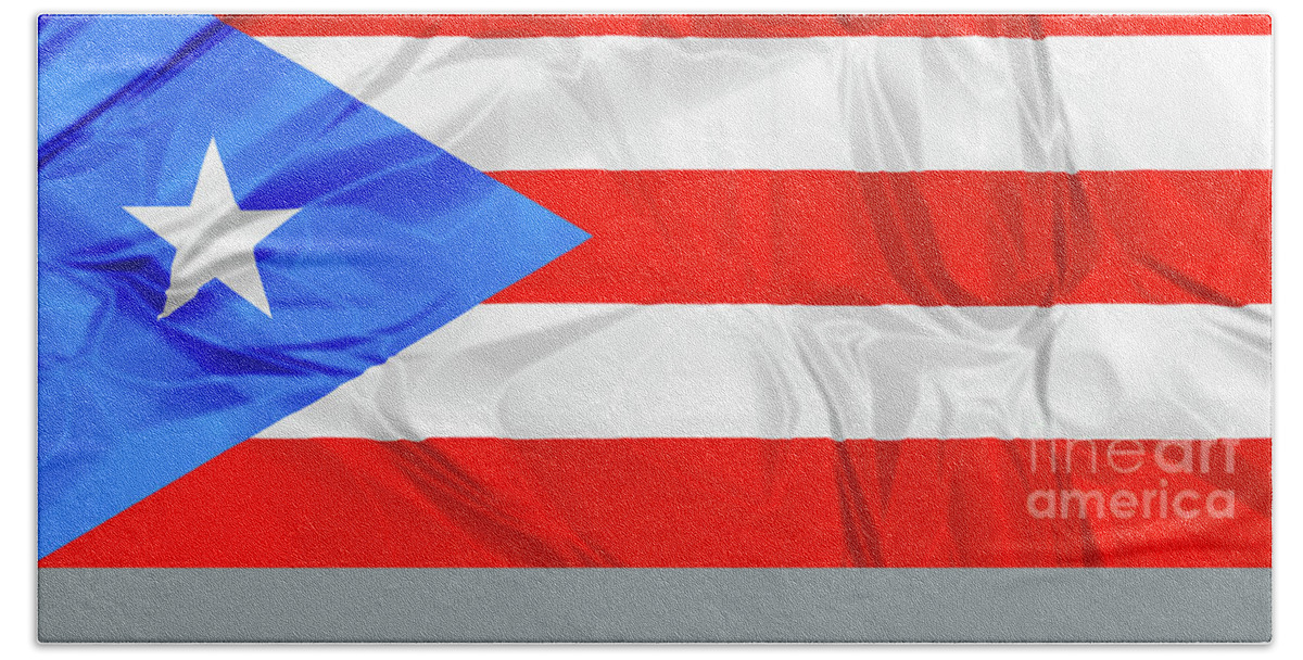 Texture Beach Towel featuring the photograph Puerto Rico flag by Benny Marty