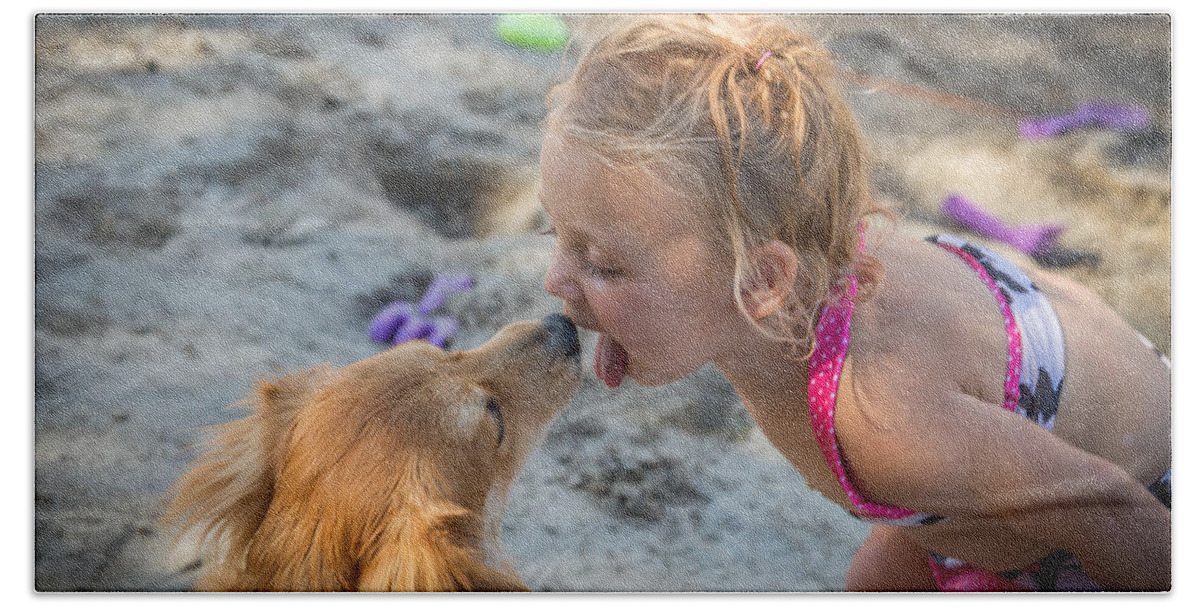 Girl Beach Towel featuring the photograph Puppy Love by Brad Stinson
