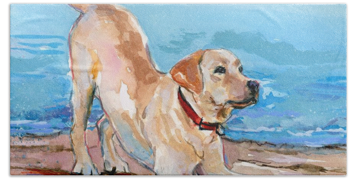 Dog Beach Sheet featuring the painting Puppy Pose by Molly Poole