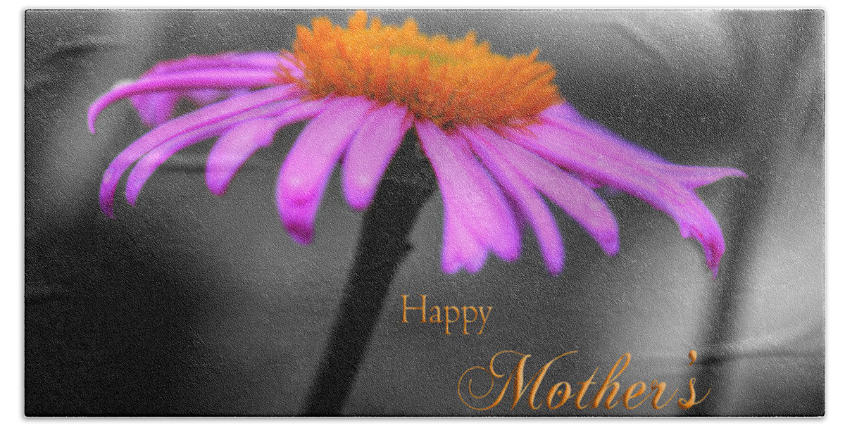 Coneflower Beach Sheet featuring the photograph Purple and Orange Coneflower Happy Mothers Day by Shelley Neff