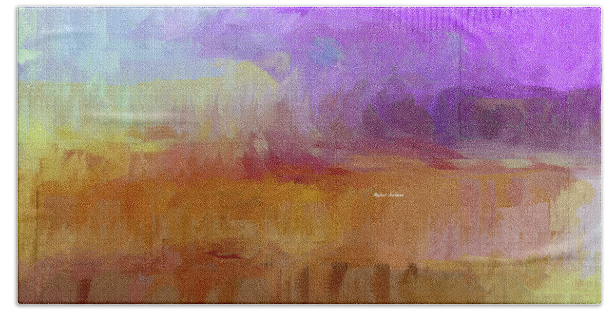 Abstract Beach Towel featuring the mixed media Purple Horizon by Rafael Salazar