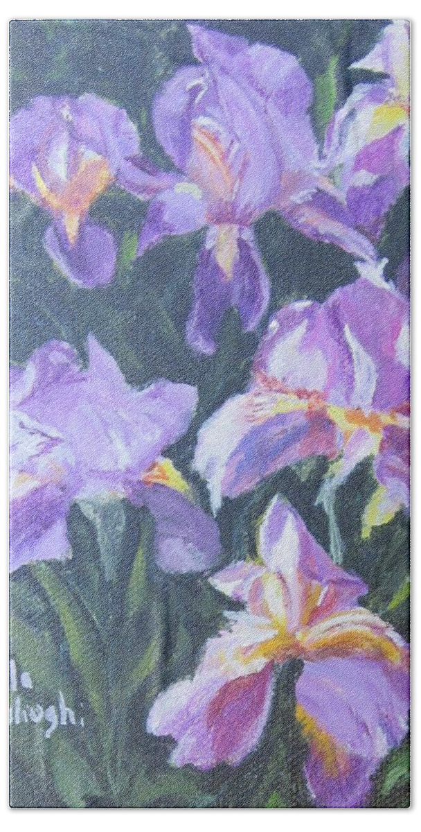 Painting Beach Sheet featuring the painting Purple Iris by Paula Pagliughi