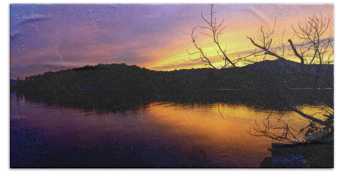 Kentucky Beach Towel featuring the photograph Purple Lake by Michael Scott
