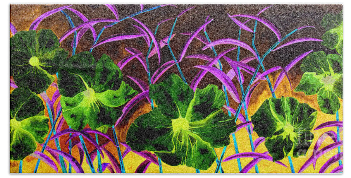Purple Morning Flower Beach Towel featuring the painting Purple Morning Flower by Kandyce Waltensperger