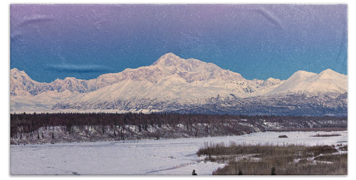 Alaska Landscape Beach Sheet featuring the photograph Purples Blue by Ed Boudreau