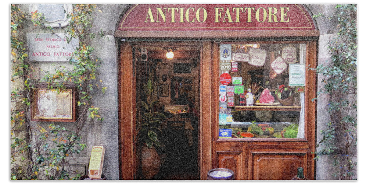 Restaurant Beach Towel featuring the photograph Quaint Restaurant in Florence by Dave Mills