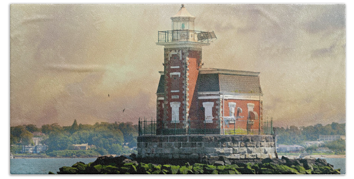 Stepping Stones Lighthouse Beach Towel featuring the photograph Quaint Stepping Stones Lighthouse by Diana Angstadt