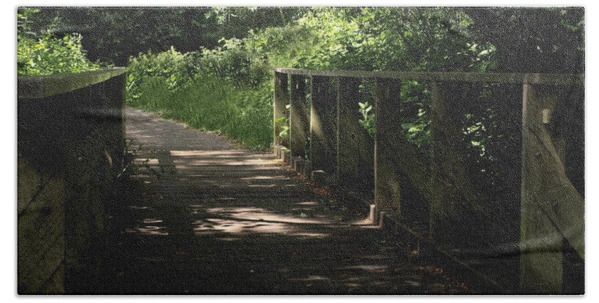 Landscape Beach Towel featuring the photograph Quiet Path Bridge by Richard Thomas