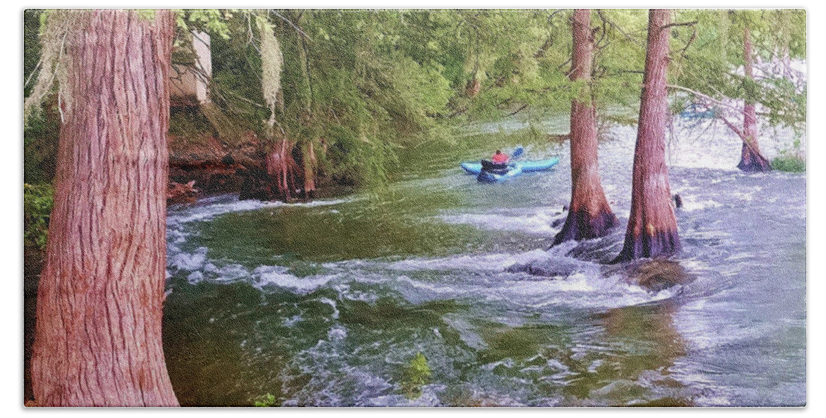 Rafting Beach Towel featuring the photograph Rafting down the Guadalupe River by Doris Aguirre