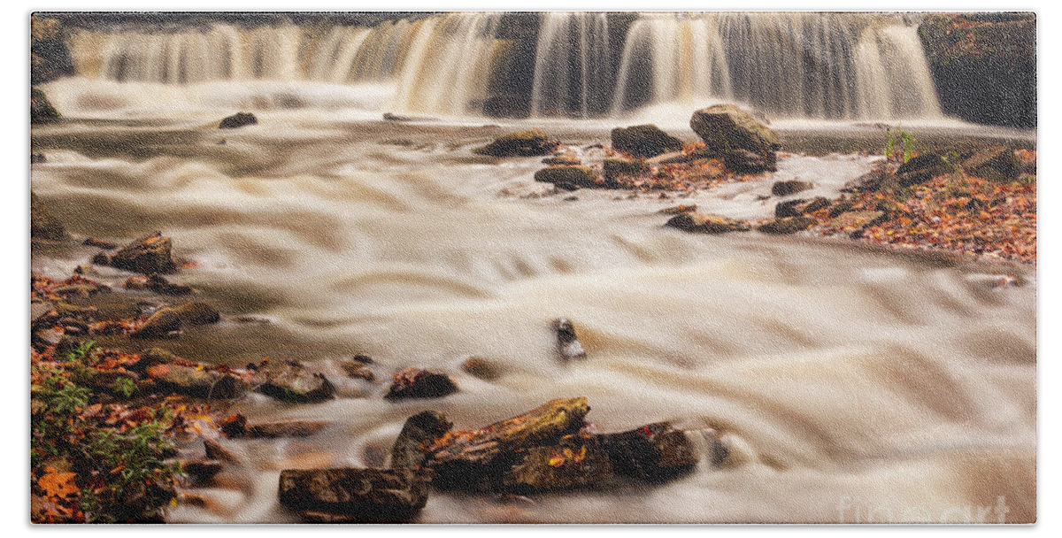 Waterfall Beach Towel featuring the photograph Raging Mash Fork Falls by Mel Petrey